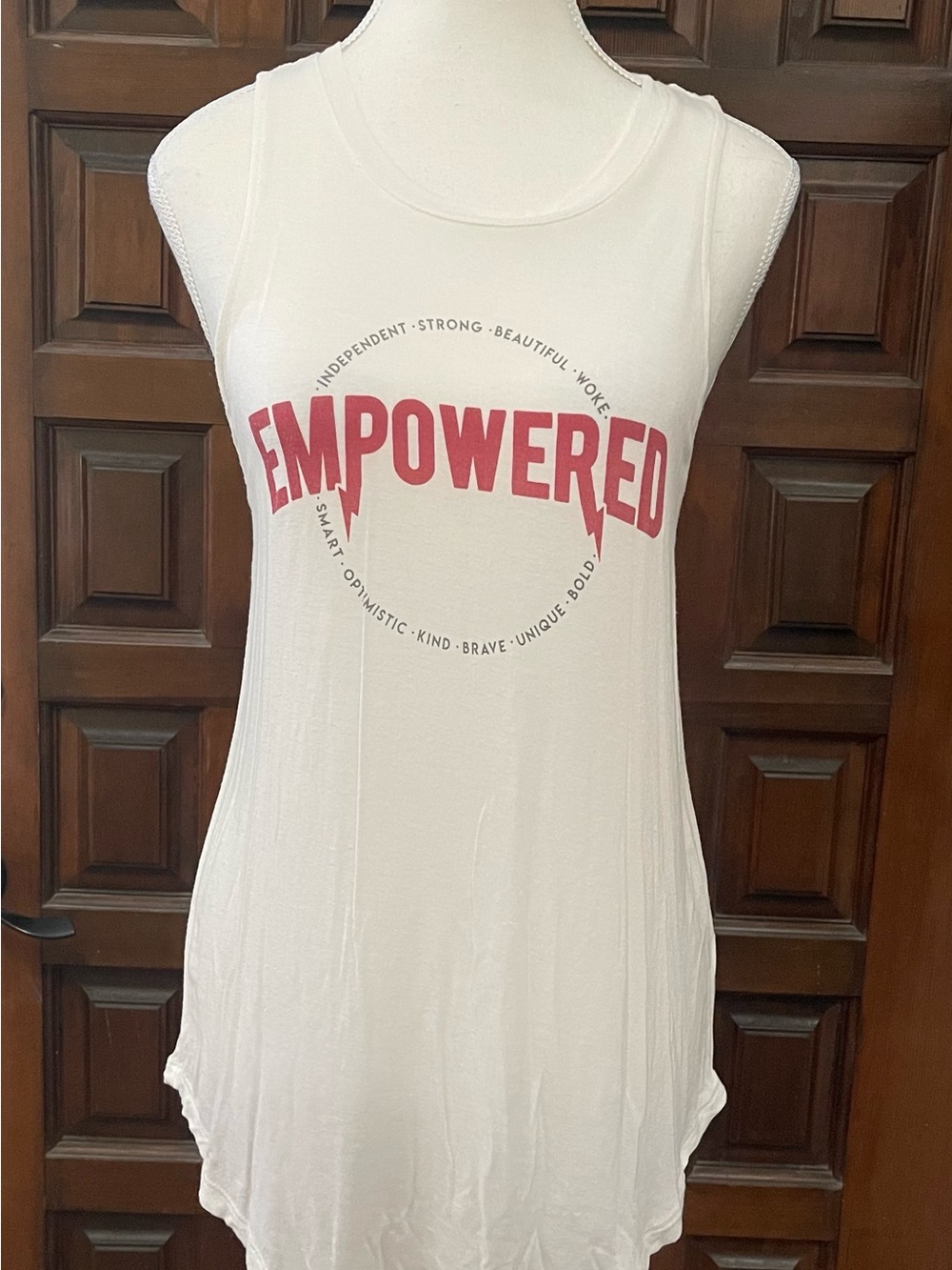Fifth Sun White Tank with Red "EMPOWERED" Graphic